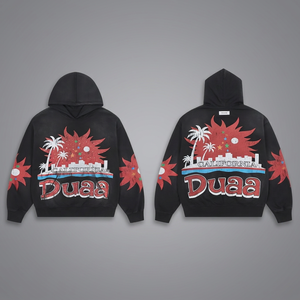 Sweat à capuche imprimé Duaa California pour homme, style streetwear oversize, noir, tricoté, manches régulières, style été - Product Image 3