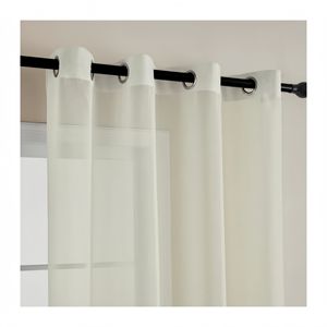 Rideau occultant moderne en tissu léger de style lin polyester/coton, ignifuge, à œillets, prix bas, fourni par l'usine - Product Image 1
