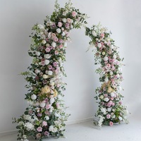 NINI Vente en gros Arche de toile de fond en corne de vache avec fleurs artificielles de mariage, en soie, faites à la main, de haute qualité, couleur personnalisée