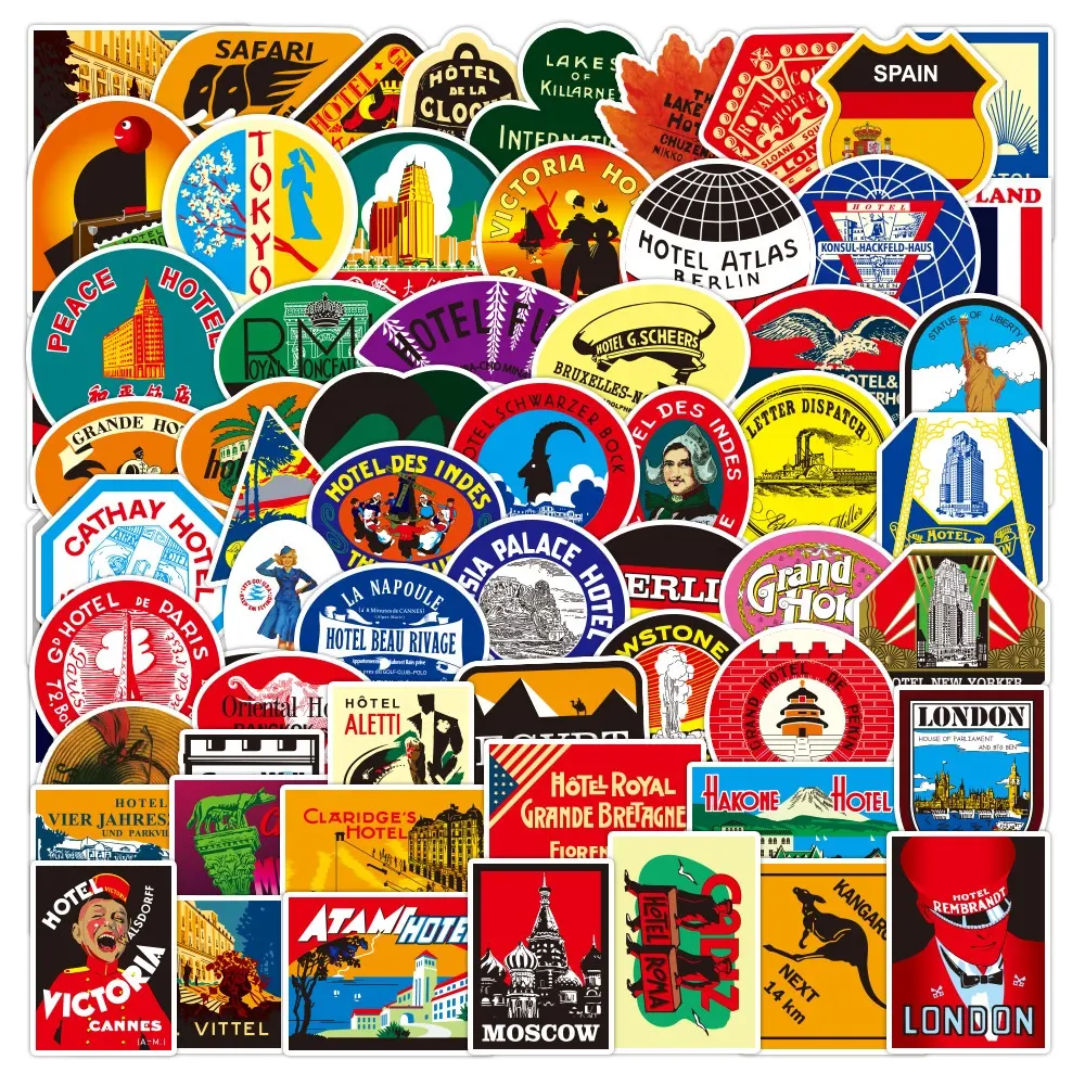 100Pcs International Vintage Tourism Travel Stickers For Girl Scrapbook Notebook Diary Luggage Decor Stickers Logo