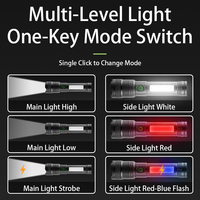 Lampe torche portable en ABS avec zoom LED, lumière latérale COB, rechargeable par type C, lampe d'avertissement rouge et bleue pour le camping et les situations d'urgence