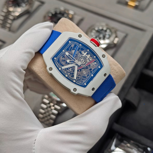 6702 French Blue <b>Automatic</b> Mechanical <b>Watch</b> with 7.8mm Carbon Fiber Case, <b>Skeleton</b> Dial, Lightweight, Original Strap Included - Product Image 5