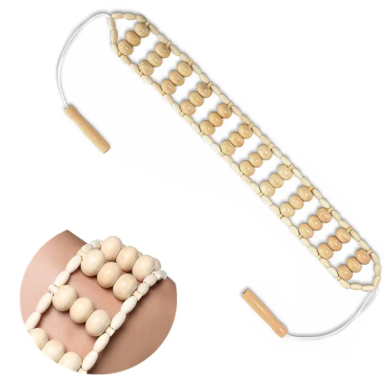 Wood Back Massage Roller Rope Wood Therapy Cellulite Self Massage Tools For Neck Leg Back Pain Relief