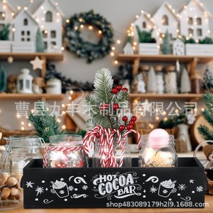 Caja de Almacenamiento de Madera Rectangular Negra con Diseño de Barra de Chocolate Caliente, Organizador Decorativo para el Hogar o Cafetería - Product Image 2