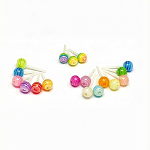 Kit de Decoración para Casa de <span class=keywords><strong>Muñecas</strong></span>: Miniatura de Fábrica, Lollipop de Resina con Rayas Arcoíris, Accesorio de Caramelo, Pegamento Crema, Manualidades y Atrezzo Fotográfico - Product Image 1