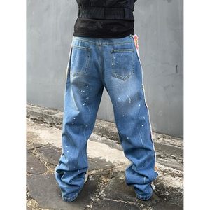 2025 pantalones vaqueros holgados rasgados de ganchillo Floral para mujer, pantalones vaqueros de pierna ancha desgastados sueltos informales, versión para hombre disponible - Product Image 5