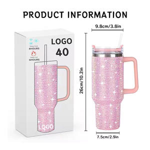 40oz High Quality Stainless Steel Double Wall Vacuum Insulated Baseball Tumblers 29 Colors Bling Rhinestone Leak-Proof LED BPA - Product Image 2