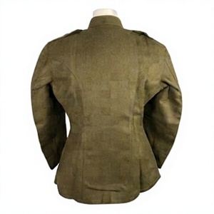Veste Tunique Uniforme Homme Style Vintage en Laine Enduite à Col Montant Couleur Unie Boutonnée Manches Longues pour Tenue d'Extérieur - Product Image 2
