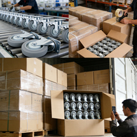 Roulettes industrielles TPR de 3, 4 et 5 pouces à usage moyen, avec plaque supérieure et vis, pour armoires roulantes, roulettes fixes et pivotantes