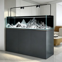 Grand aquarium rectangulaire en verre ultra-clair avec système de filtration 160-360L, sur mesure, luxe, pour salon