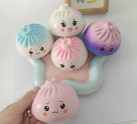 Jouet Squishy Kawaii Char Siu Bun en Mousse PU Souple à Remontée Lente, Jouet Anti-Stress à Presser en Forme d'Aliment pour Enfants et Adultes, Boîte Mystère