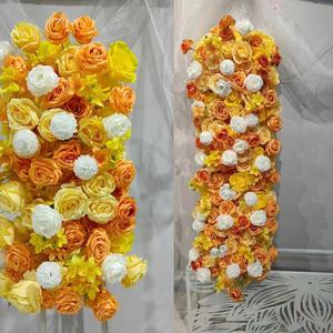 Factory wholesale yellow flower runner wedding decoration flower runner pastel yellow and cream white - Product Image 5