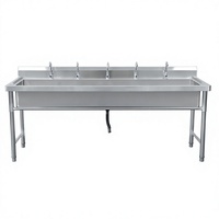 Éviers commerciaux en acier inoxydable 304 épaissi, surface brossée, à bande longue, à cuve simple/double/triple pour cuisines scolaires