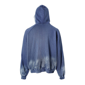 Sudadera con cremallera estilo streetwear vintage, efecto desgastado por el sol, de algodón de alto gramaje, con lavado a la piedra y al ácido, con cremallera, efecto desgastado, apliques y bordados. - Product Image 2