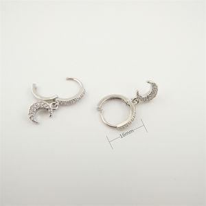 Clip de boucle d'oreille en laiton accessoires de bijoux Micro insert Zircon 18K <span class=keywords><strong>bricolage</strong></span> résultats de bijoux plaqué or croissant boucles d'oreilles - Product Image 4