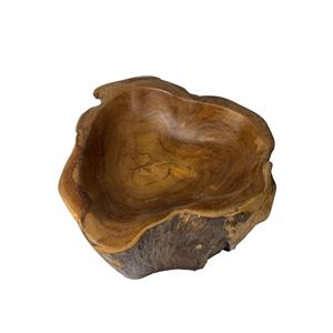 Bol en bois traditionnel de forme irrégulière, en bois de teck, matériau racine de bois, bol en bois massif, vaisselle, accent traditionnel pour la maison - Product Image 2