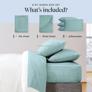 <strong>Double</strong> Brushed Skin Friendly Sheet Sets Home 4 Piece Microfiber Bed Sheet for Solid Color Comforter <strong>Bedsheet</strong> Bedding Set - Product Image 2