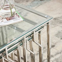 Ensemble de table d'angle en acier inoxydable, meubles de salle à manger, table métallique, 6 pièces