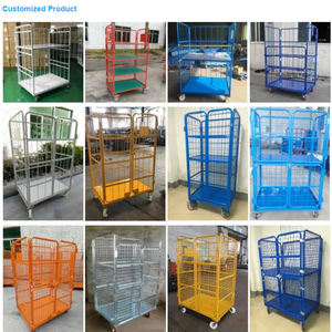 تخصيص جوانب شبكة سلكية قابلة للطي تصميم تحسين النقل آمن حل لفة قفص مع قاعدة بلاستيكية - Product Image 6