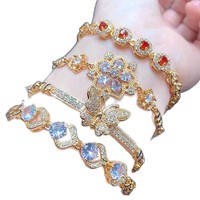 Gelang Wanita Model Kotak Berhias Zirkon Mikro-Inlay Full-Drilled, Gelang Hati Modis yang Dapat Dipersonalisasi