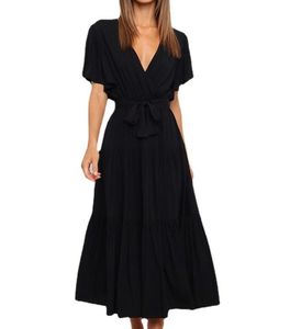 2025 señoras elegante temperamento vestido moda cuello pico manga corta mujeres al aire libre diario fiesta cena boda <span class=keywords><strong>y</strong></span> otros <span class=keywords><strong>vestidos</strong></span> largos - Product Image 1