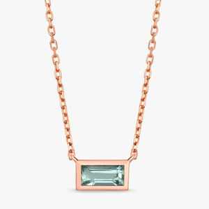 Baguette Cut 14K Gold Plated Jewelry Gemstone Green Aquamarine Necklace for Sale <b>Fine</b> Jewelry - Product Image 3