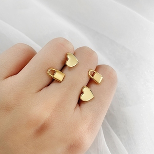 Wholesale Cute Designer 18K Gold Plated Cubic Zirconia Lock Stud Earrings for Women - Product Image 6