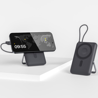 Batterie externe ultra-fine 10000 mAh avec affichage LED, charge rapide PD 22,5 W, support magnétique sans fil 2-en-1 pour iPhone et Apple Watch