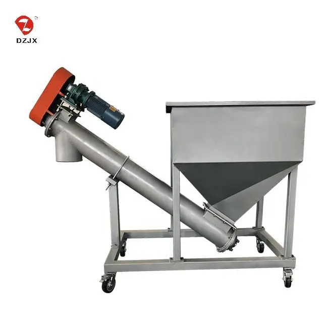DZJX Fresh Juice Inclined Auger Feeder Elevator Conveyor 3m Screw Conveyer With Hopper The Small Cement Silo Screw Hoister