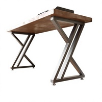 Pieds de table en métal robustes de 28 pouces, lot de 2, capacité de charge de 450 kg, cadre en X industriel, double triangle en fer pour meubles