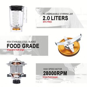 Licuadora Profesional de Alta Potencia de 2L con Velocidad Variable, Multifuncional, para Jugos y Frutas, con Cubierta Insonorizante, de Uso Comercial - Product Image 5