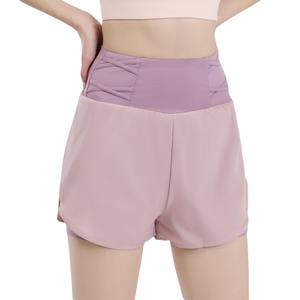 Short de yoga taille haute pour femme Logo personnalisé Short de bain en polyester à deux couches en gros Méthode de tissage tissé à coupe ample - Product Image 1