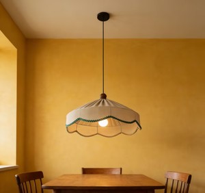 Lampe suspendue en lin de style farmhouse, vert, à volants festonnés, pour salon, café, restaurant, décoration - Product Image 1