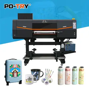 Potry 60cm 24 inch i3200 3 đầu in 2 trong 1 tất cả trong một in ấn và pha lê Sticker UV dtf máy in với Laminator