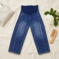 Jeans de Maternidad Casuales Vintage de Cintura Alta Personalizados de Fábrica con Costura Vertical y Pierna Recta, Denim de Verano