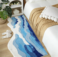 Tapis irrégulier personnalisé Blue Sea Wave Tapis de bain Tapis de sol pour enfants Tapis tufté à la main personnalisé