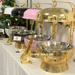 Set Perlengkapan Buffet dengan Wadah Pemanas Makanan Hotpot, Logo Kustom, Bentuk Bulat, untuk Acara, Chefing, Chfer, Buffet Cheffing Dishes - Product Image 3