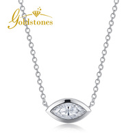 Vente en gros de collier à pendentif solitaire en or blanc 18 carats, taille marquise, diamant cultivé en laboratoire, prix