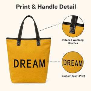 Durable <b>Medium</b> Canvas Handled Messenger Shoulder Tote <b>Bag</b> with Letter Pattern Reusable for Daily Use Advertising Gift Shopping - Product Image 2