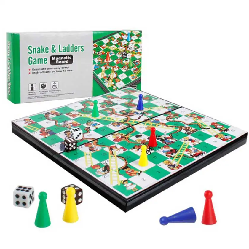 휴대용 자기 체스 보드 뱀과 사다리 체스 보드 게임 자석 휴대용 체스 세트