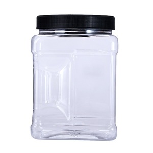 Lớn Rõ Ràng Rỗng Nhựa Lưu Trữ <span class=keywords><strong>Container</strong></span> Chum Với Nắp Đậy Thực Phẩm Lớp Kẹo Trái Cây Khô Vuông Miệng Rộng Xử Lý Grip Jar - Product Image 1