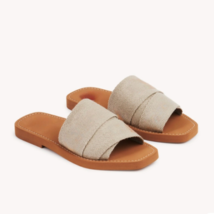 <span class=keywords><strong>Woody</strong></span> Mule Sandales à lettres brodées pour l'été, vêtements d'extérieur, tongs de vacances, sandales romaines en velours - Product Image 1