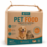 Sacs d'emballage personnalisés en gros pour aliments pour animaux (chats, chiens) en matériau laminé écologique, avec poignée en corde torsadée, qualité alimentaire