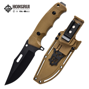 Hongrui OEM Noir Stonewash Lame Bushcraft Nylon Poignée Full-tang Extérieur Tactique Chasse Lame Fixe Couteau avec Gaine - Product Image 1