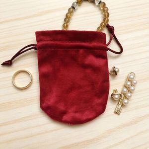 Luxury Super Soft Red Cotton Velvet Jewelry <b>Bag</b> Soft Velvet Gift Packaging Drawstring Pouch <b>Dust</b> Gift Cosmetic Package <b>Bag</b> - Product Image 2