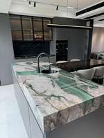 Comptoir de luxe en quartzite vert Fuchsite, plan de travail en marbre pour hôtel et maison
