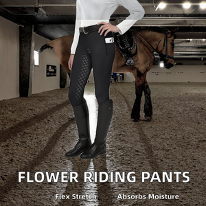 Pantalons d'équitation pour femmes, collants à haute élasticité avec 2 poches, en silicone absorbant l'humidité, séchage rapide, pour l'équitation - Product Image 2