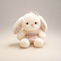 Peluche Lapin Kawaii, Jouet en Peluche, Poupée Lapin avec Robe Florale et Nœud pour Cadeau et Décoration d'Intérieur