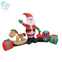 Tracteur de Noël gonflable lumineux de 1,8 m (6 pieds) en polyester, réutilisable, pour exposition extérieure en usine et jardin