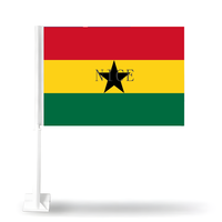 Drapeau de voiture personnalisé du Ghana, imprimé, à fixer sur le toit, kit complet de mât en polyester pour défilés en extérieur, événements sportifs, ornement de voiture